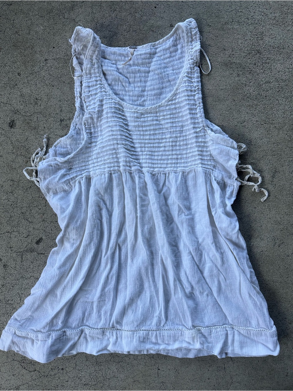 Free People White Boho Sleeveless Tie Tunic Tank Top